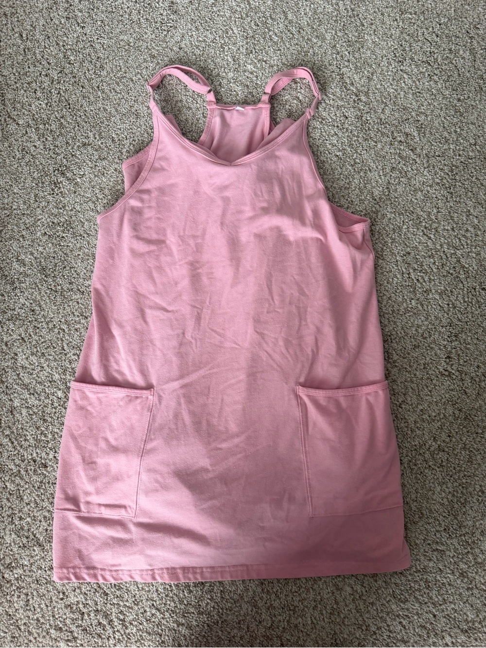 Pink Pocketed Tank Dress